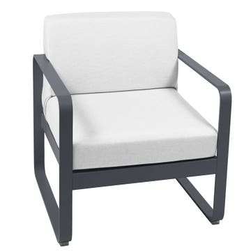 Fauteuil BELLEVIE de Fermob, Coussin blanc grisé, Carbone