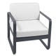 Fauteuil BELLEVIE, Coussin blanc grisé, Carbone