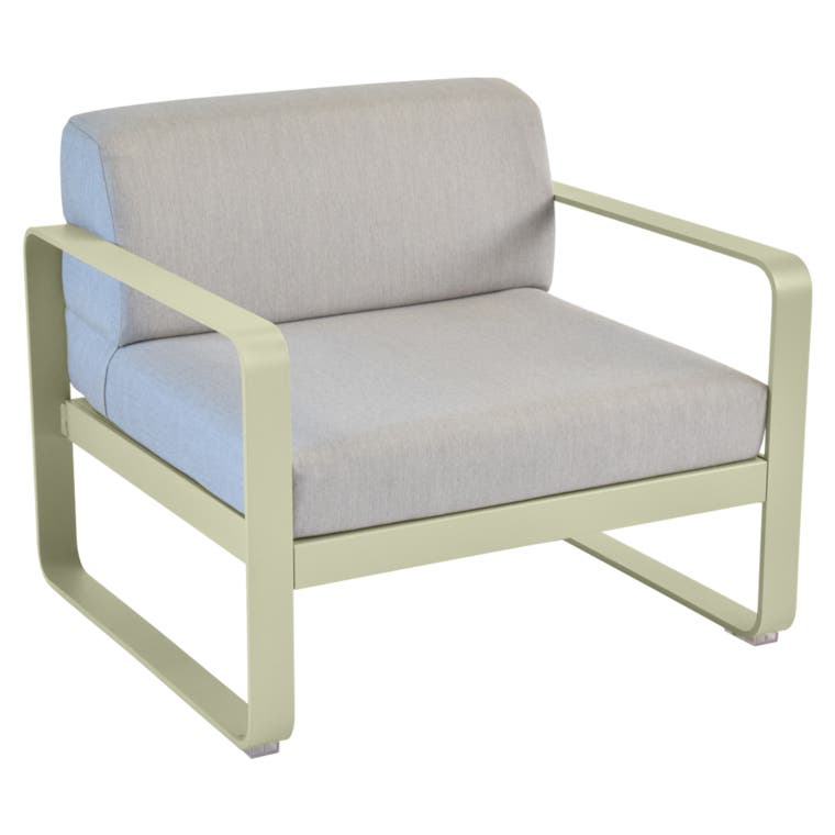 Fauteuil BELLEVIE de Fermob, Coussin Gris flanelle, Tilleul Fauteuil BELLEVIE de Fermob, Coussin Gris flanelle, Tilleul