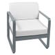 Fauteuil BELLEVIE, Coussin blanc grisé, Gris orage