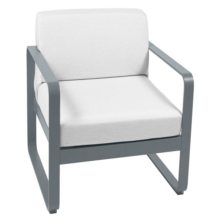 Fauteuil BELLEVIE de Fermob, Coussin blanc grisé, Gris orage
