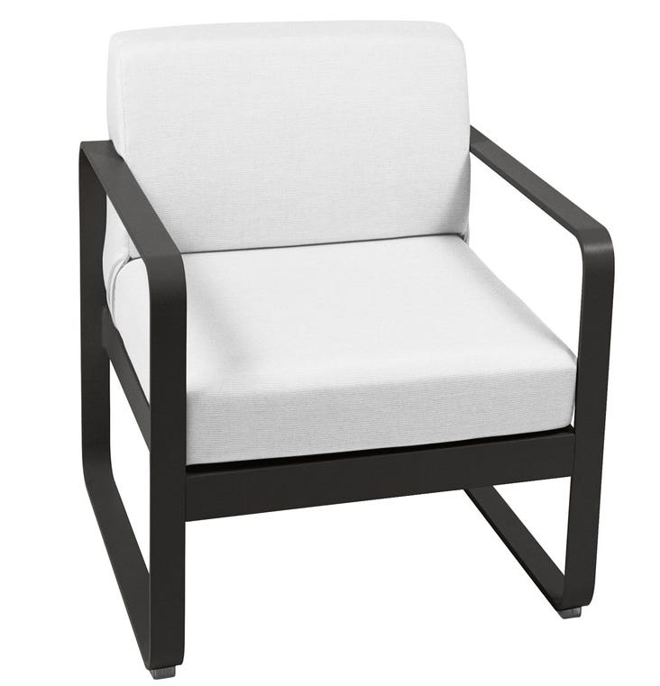 Fauteuil BELLEVIE de Fermob, Coussin blanc grisé, Réglisse