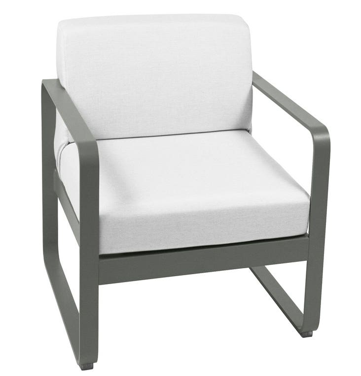 Fauteuil BELLEVIE de Fermob, Coussin blanc grisé, Romarin