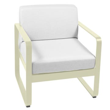 Fauteuil BELLEVIE de Fermob, Coussin blanc grisé, Tilleul