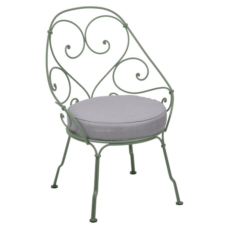 Fauteuil CABRIOLET de Fermob, Coussin Gris flanelle, Cactus Fauteuil CABRIOLET de Fermob, Coussin Gris flanelle, Cactus