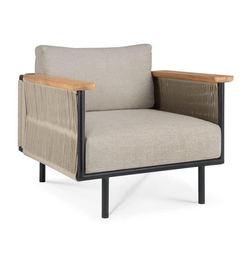 Fauteuil de jardin Corbey - aluminium - noir - tissu Oyster