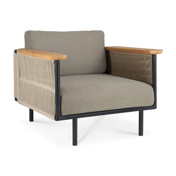 Fauteuil de jardin Corbey - aluminium - noir - tissu Silt
