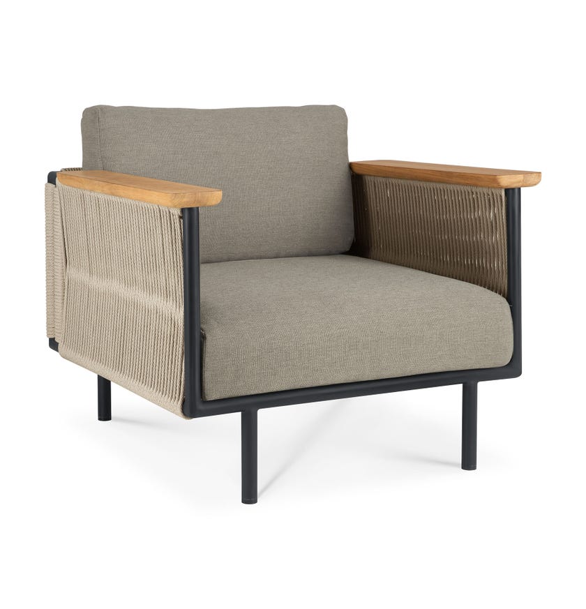 Fauteuil de jardin Corbey - aluminium - noir - tissu Silt