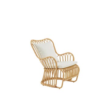 Fauteuil extérieur TULIP, Rotin synthétique, Avec coussin d'assise, Blanc Fauteuil extérieur TULIP, Rotin synthétique, Avec coussin d'assise, Blanc