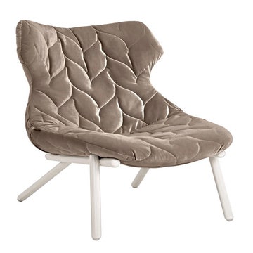 Fauteuil FOLIAGE VELVET de Kartell, Tourterelle, Structure blanche