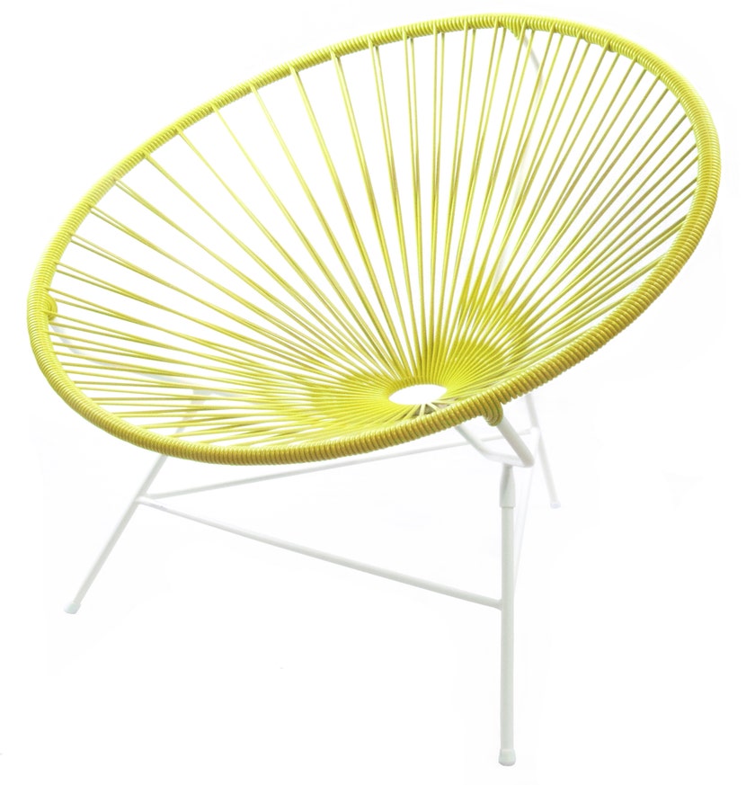 Fauteuil HUATULCO de Boqa avec structure blanche, jaune moutarde