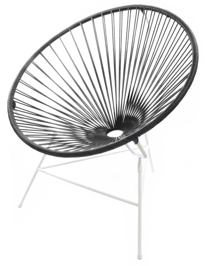 Fauteuil HUATULCO de Boqa avec structure blanche, Noir d''aniline Fauteuil HUATULCO de Boqa avec structure blanche, Noir d''aniline