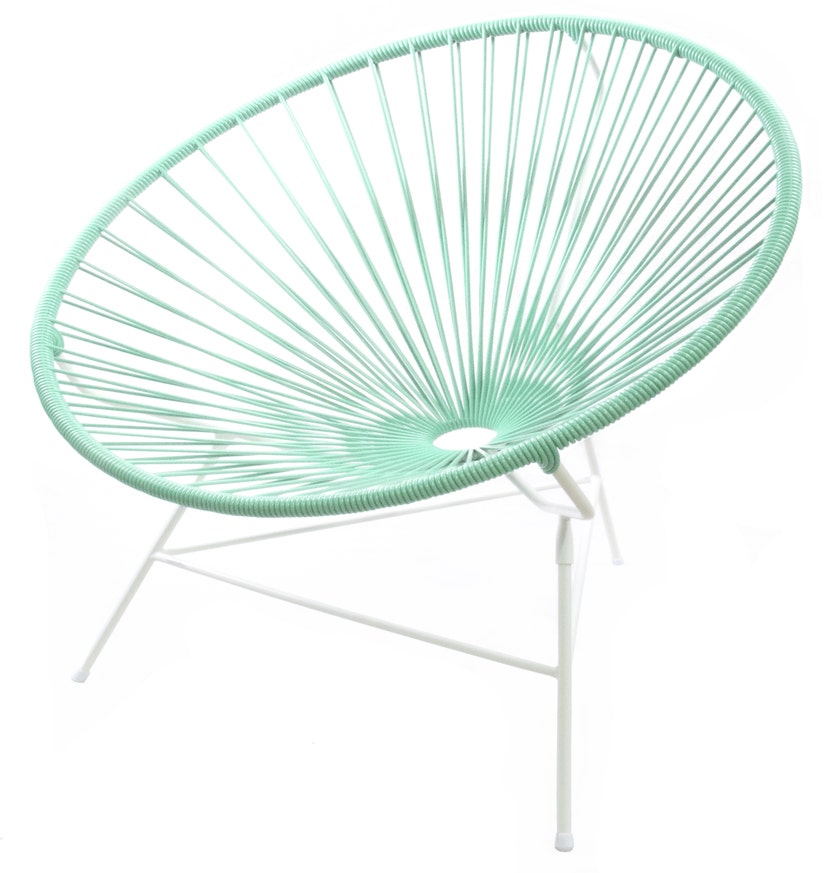 Fauteuil HUATULCO de Boqa avec structure blanche, Vert d'eau