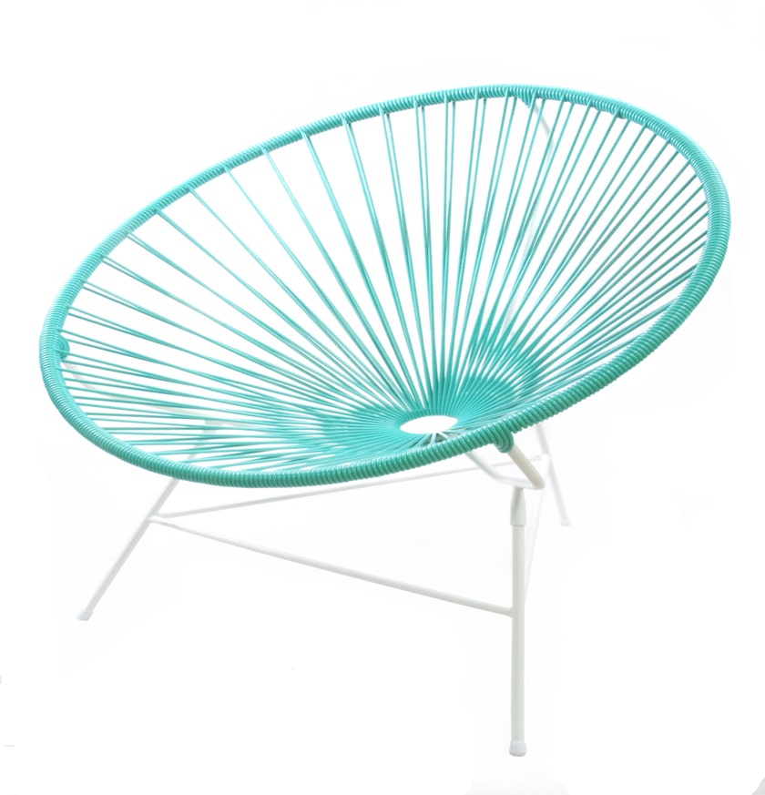 Fauteuil HUATULCO de Boqa avec structure blanche, Vert turquoise
