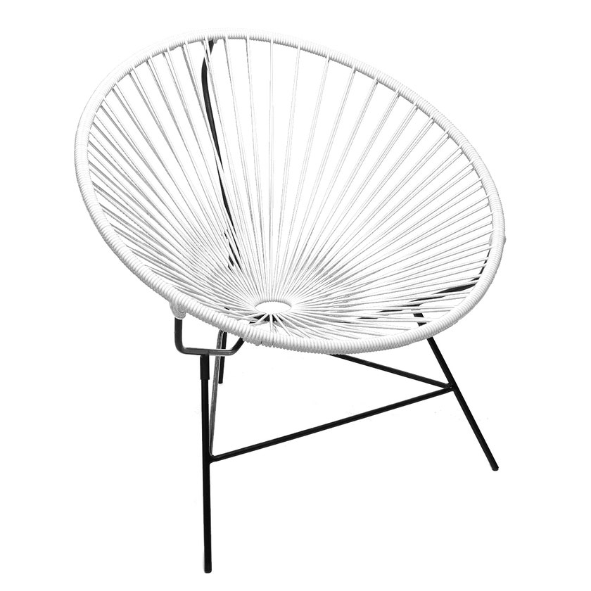 Fauteuil HUATULCO de Boqa avec structure noire, Blanc d'argent Fauteuil HUATULCO de Boqa avec structure noire, Blanc d'argent