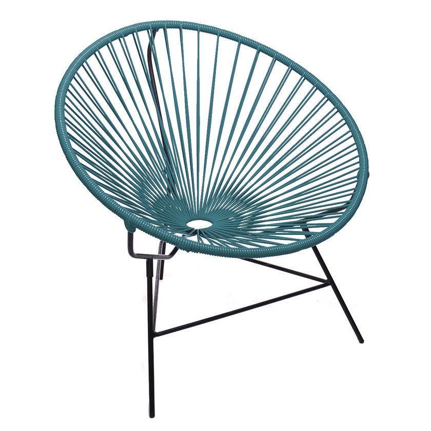 Fauteuil HUATULCO de Boqa avec structure noire, Bleu océan Fauteuil HUATULCO de Boqa avec structure noire, Bleu océan