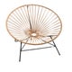 Fauteuil HUATULCO avec structure noire, Cuir naturel
