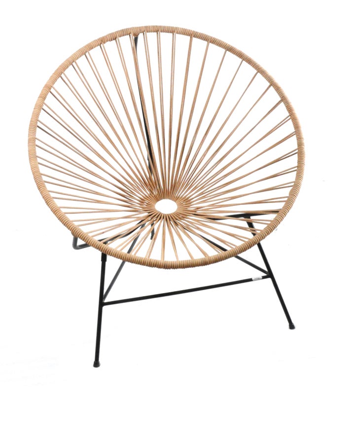 Fauteuil HUATULCO de Boqa avec structure noire, Cuir naturel Fauteuil HUATULCO de Boqa avec structure noire, Cuir naturel