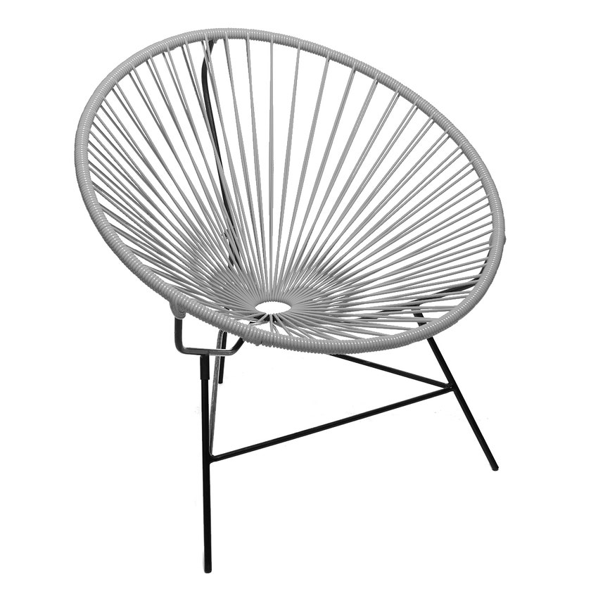 Fauteuil HUATULCO de Boqa avec structure noire, Gris Fauteuil HUATULCO de Boqa avec structure noire, Gris