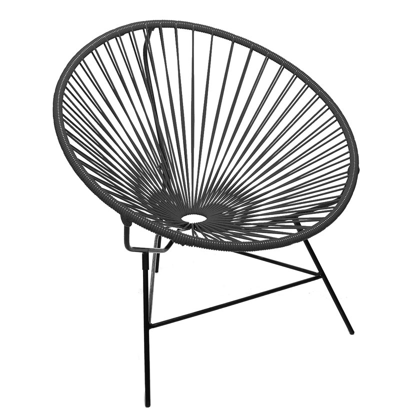 Fauteuil HUATULCO de Boqa avec structure noire, Noir d''aniline Fauteuil HUATULCO de Boqa avec structure noire, Noir d''aniline