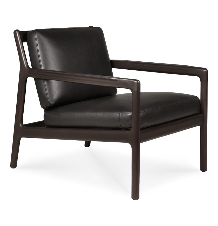 Fauteuil Jack - acajou vernis - brun foncé - cuir Black