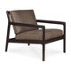 Fauteuil Jack - acajou vernis - brun foncé - cuir nubuck Terra