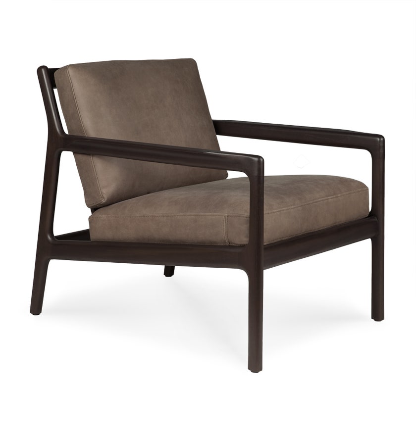 Fauteuil Jack - acajou vernis - brun foncé - cuir nubuck Terra