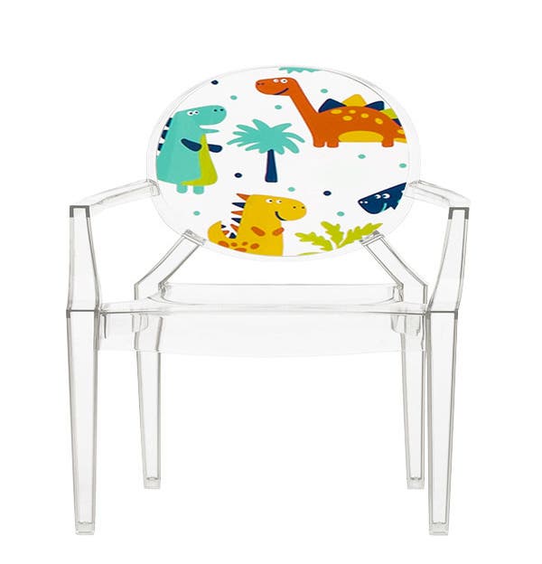 Fauteuil LOU LOU de Kartell, transparent-dinosaure