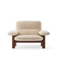 Fauteuil lounge BRASILIA Sheepskin, Structure en chêne foncé, Sheepskin nature