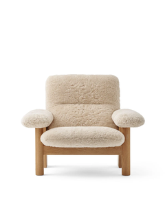 Fauteuil lounge BRASILIA Sheepskin, Structure en chêne , Sheepskin nature