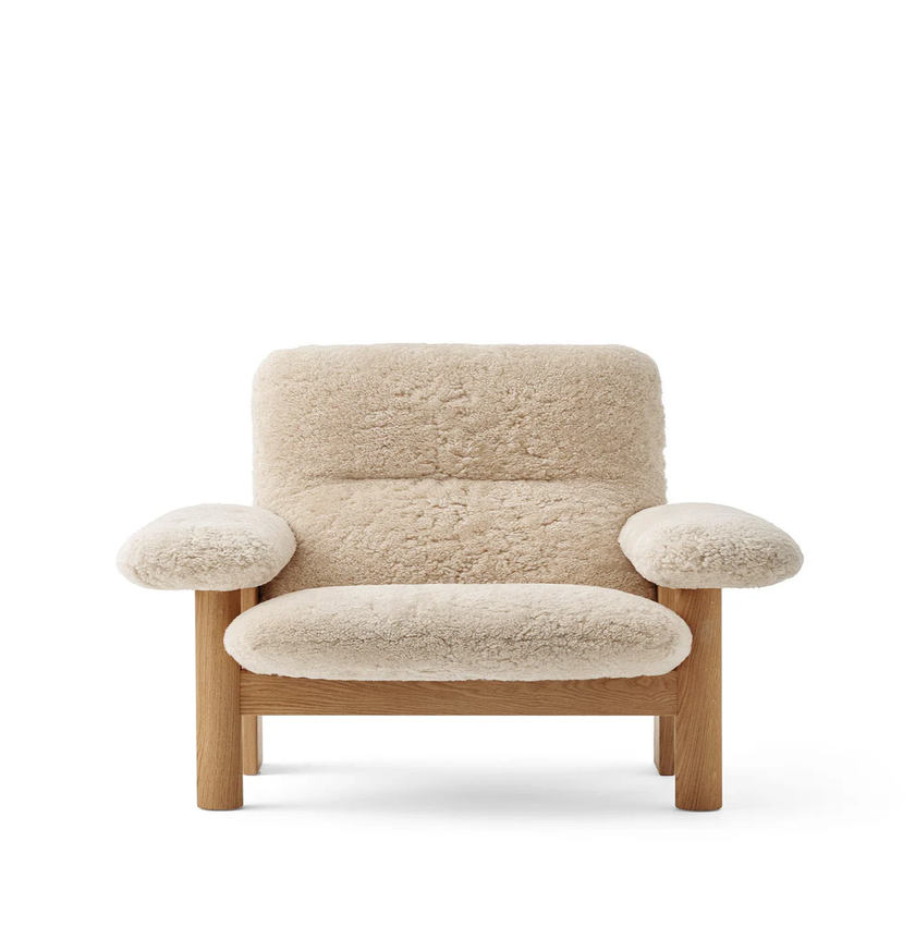 Fauteuil lounge BRASILIA Sheepskin, Structure en chêne , Sheepskin nature