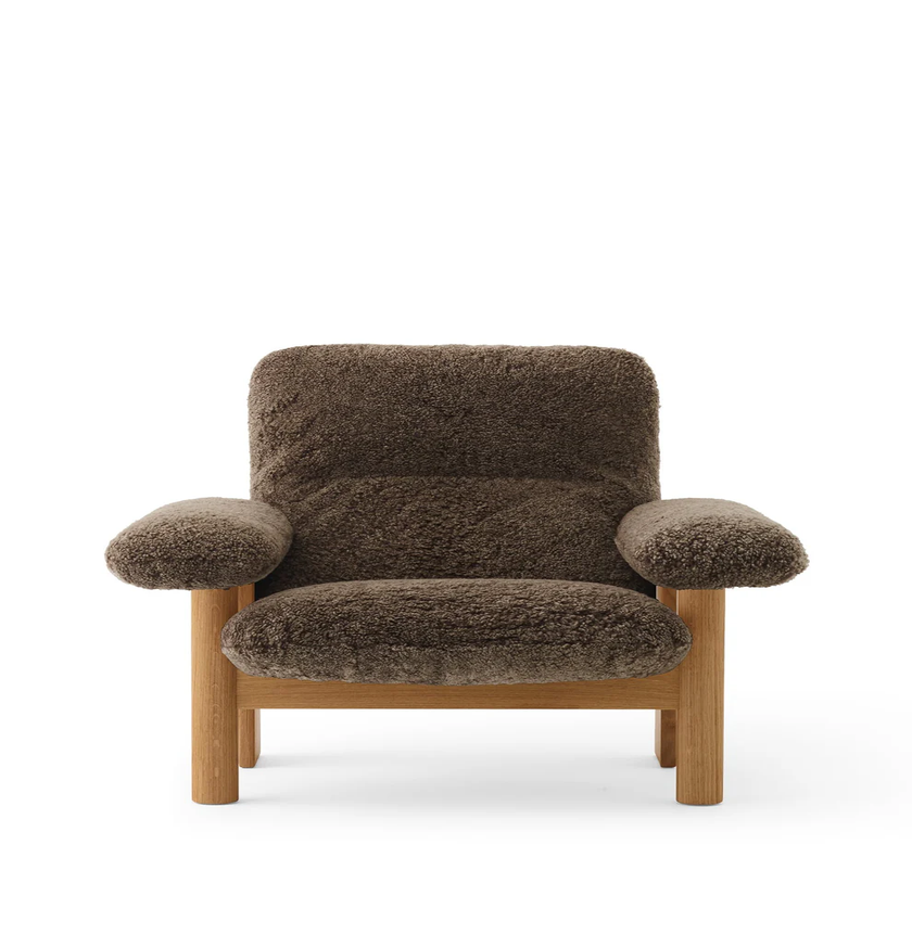 Fauteuil lounge BRASILIA Sheepskin, Structure en chêne , Sheepskin root