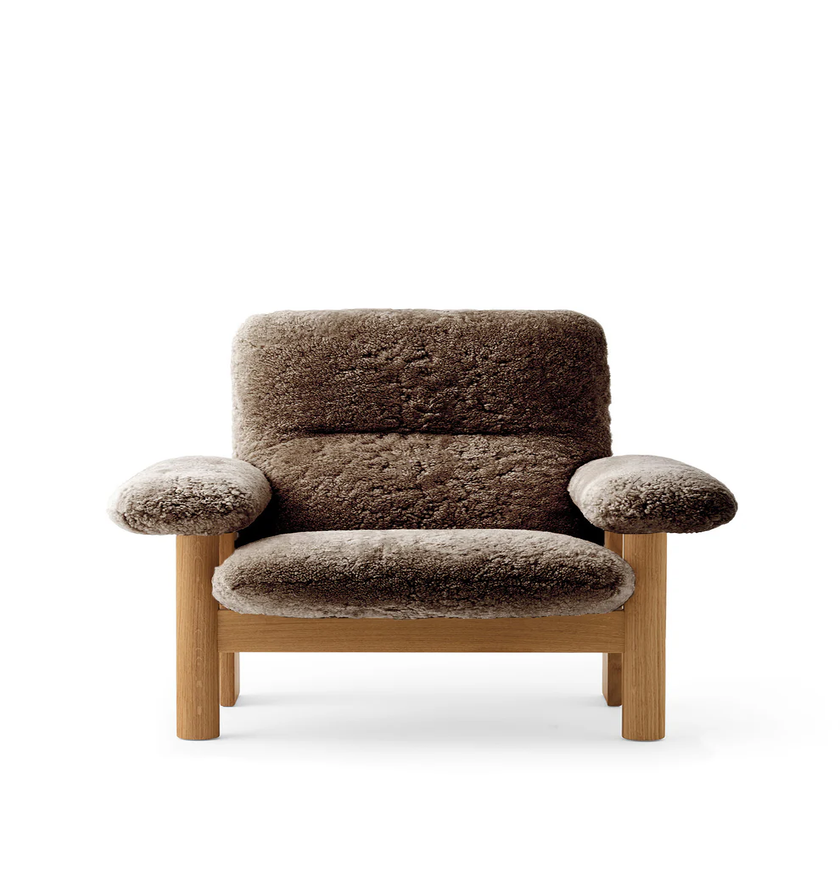 Fauteuil lounge BRASILIA Sheepskin, Structure en chêne , Sheepskin sahara