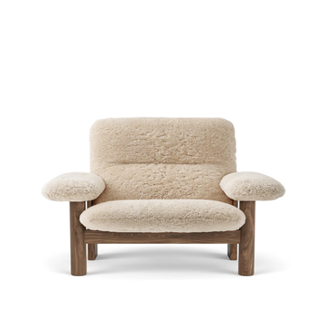 Fauteuil lounge BRASILIA Sheepskin, Structure en noyer , Sheepskin nature