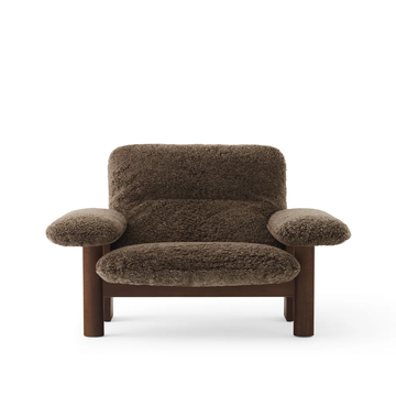 Fauteuil lounge BRASILIA Sheepskin, Structure en noyer , Sheepskin root