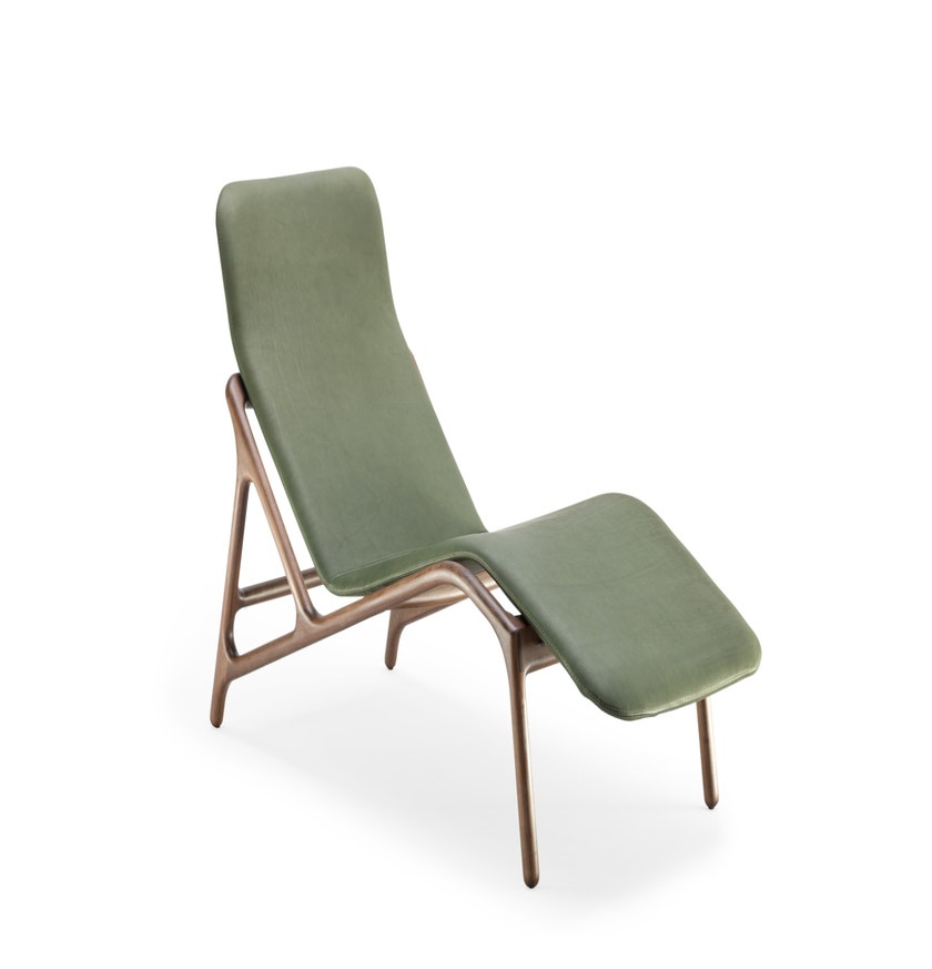 Fauteuil lounge MARSHALL de Woak, Noyé huilé, Assise cuir
