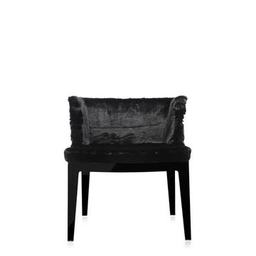 Fauteuil MADEMOISELLE KRAVITZ de Kartell, structure noire, Fourrure-Cuir noir
