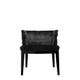 Fauteuil MADEMOISELLE KRAVITZ, structure noire, Fourrure-Cuir noir