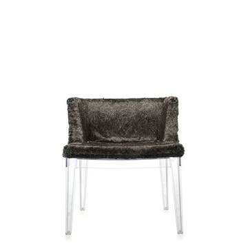Fauteuil MADEMOISELLE KRAVITZ de Kartell, structure transparente, Fourrure-Python 
