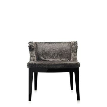 Fauteuil MADEMOISELLE KRAVITZ de Kartell, structure noire, Fourrure-python Gris 