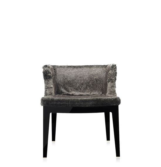 Fauteuil MADEMOISELLE KRAVITZ de Kartell, structure noire, Fourrure-python Gris 