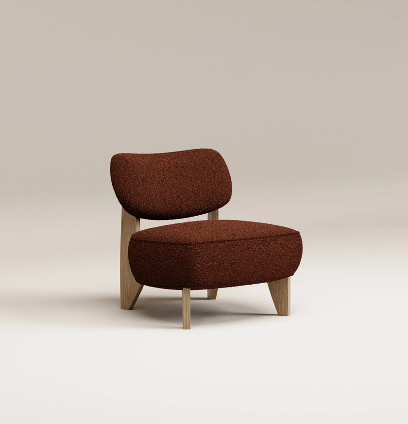 Fauteuil Nicolo - Chêne clair - Bouclette Brick