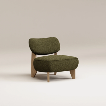 Fauteuil Nicolo - Chêne clair - Bouclette Olivegreen