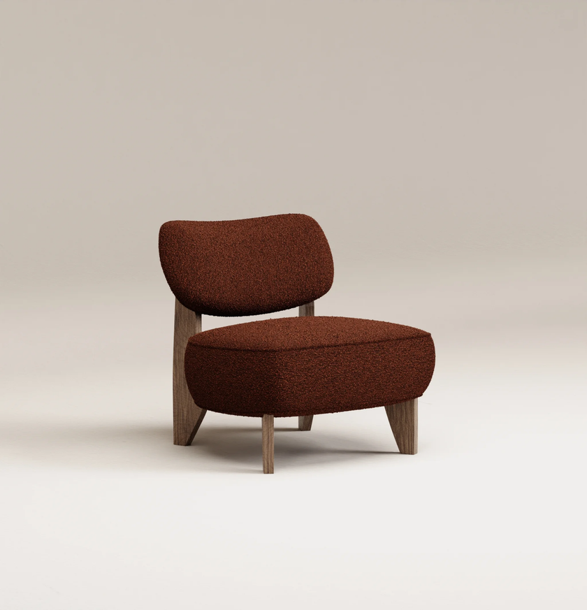 Fauteuil Nicolo - Chêne fumé - Bouclette Brick