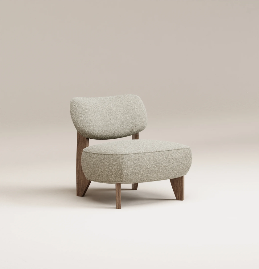 Fauteuil Nicolo - Chêne fumé - Bouclette Pearl