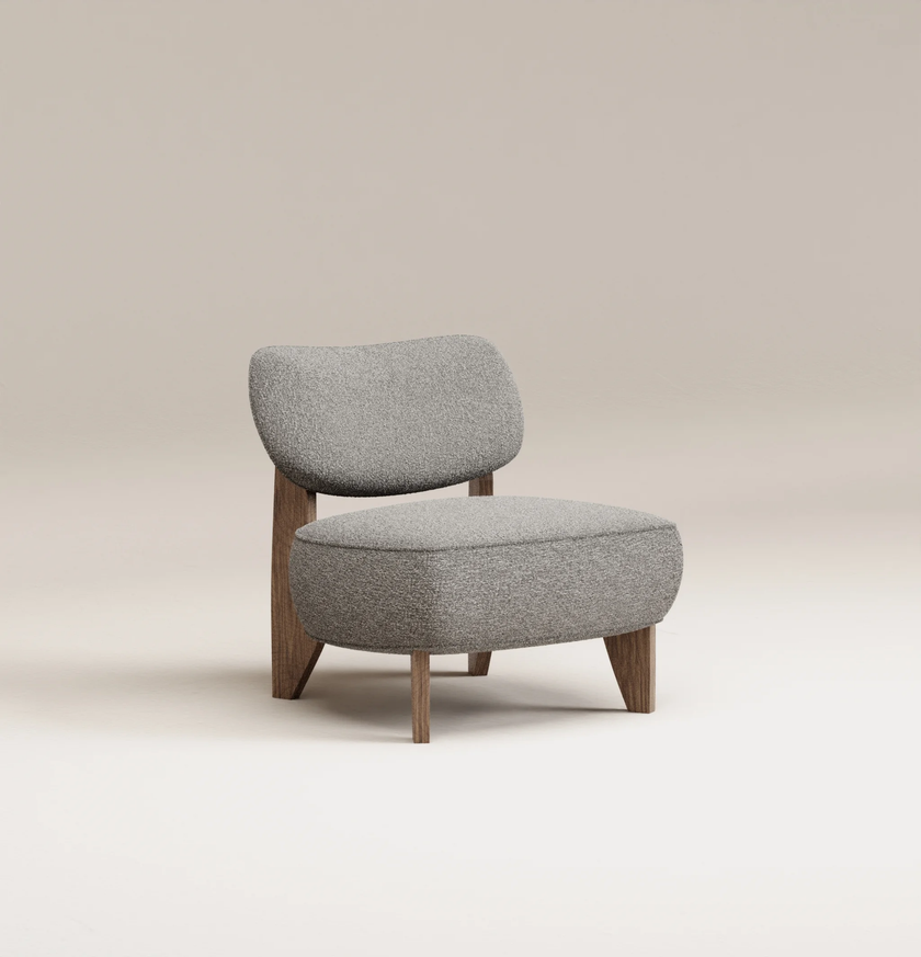 Nicolo Fauteuil  (65x80x72cm) - chêne fumé - BOUCLETTE TOFFEE 04