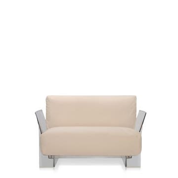 Fauteuil POP OUTDOOR de Kartell, Sunbrella Gris Tourterelle, Structure transparente 