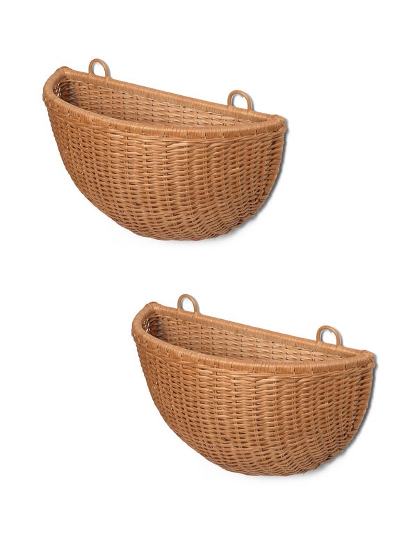 Pochettes murales, Rotin naturel, Set de 2