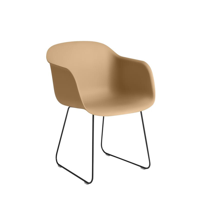 Fauteuil FIBER pieds luge de Muuto, Ocre / Noir