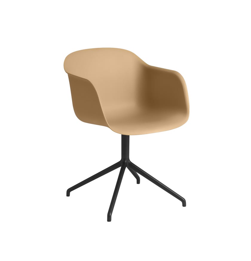 Fauteuil FIBER de Muuto, Pieds Etoile, Ocre / Noir